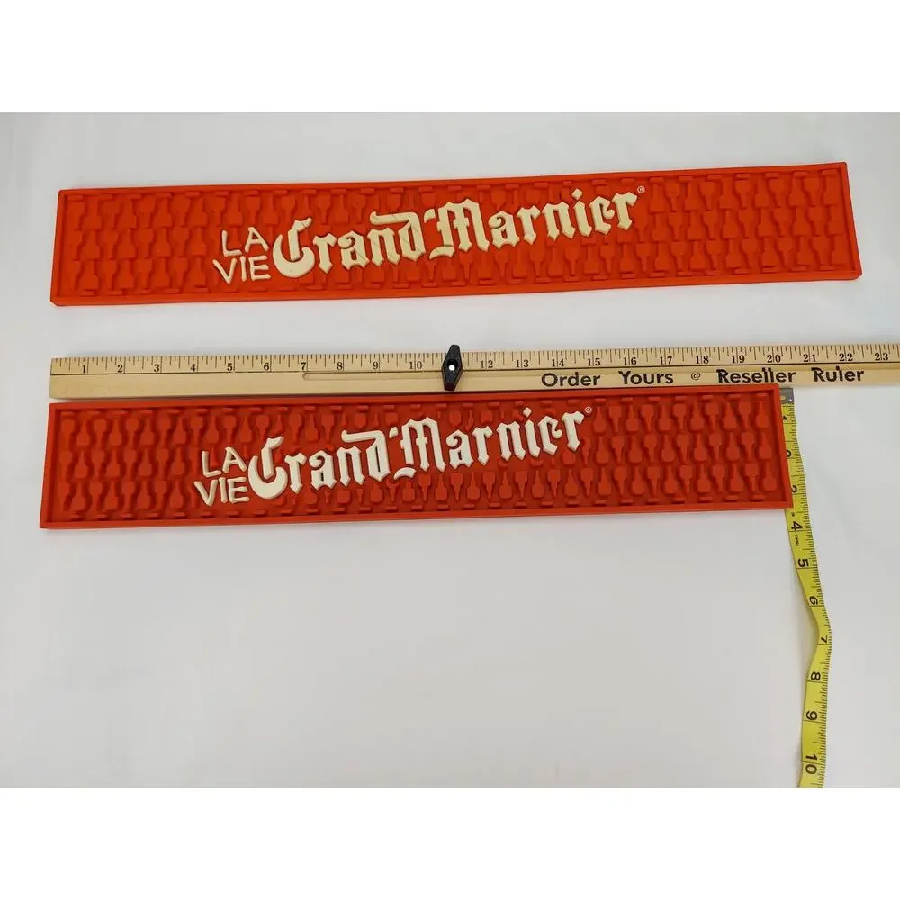 Grand Marnier Red/White Rubber Bar Drip Spill Rail Mat Bar Drying Lot of 2